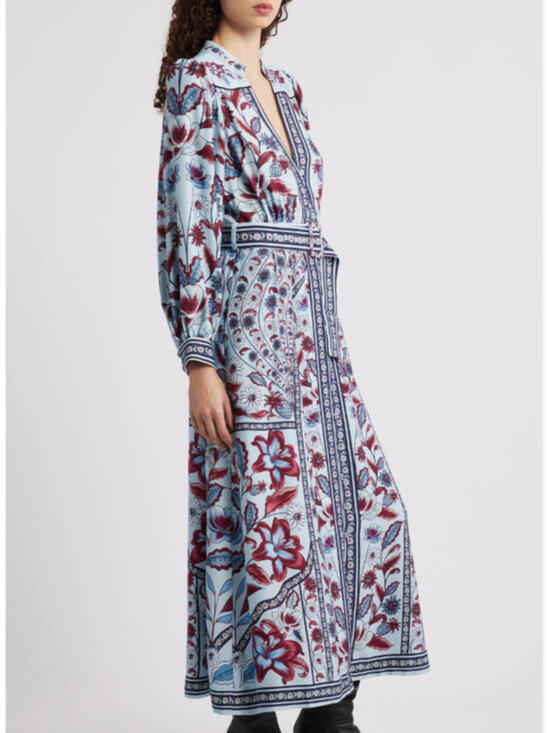 NEW, Farm Rio Marcelle Soft Blue Maxi Dress in Blue Sz M #MD1578 - Picture 3 of 9